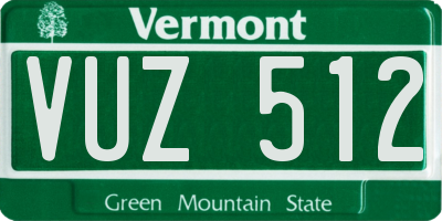 VT license plate VUZ512