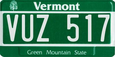 VT license plate VUZ517