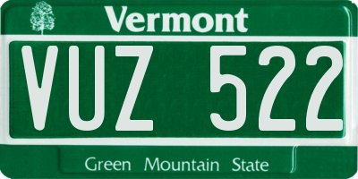 VT license plate VUZ522