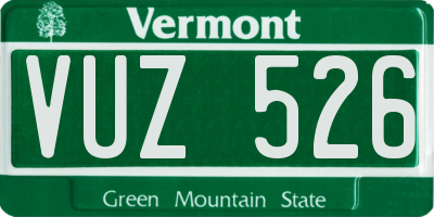 VT license plate VUZ526