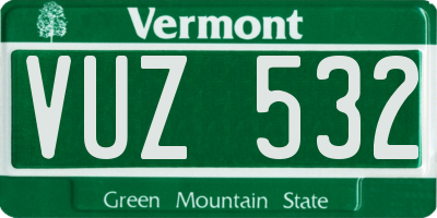 VT license plate VUZ532
