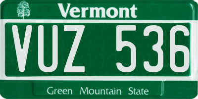 VT license plate VUZ536