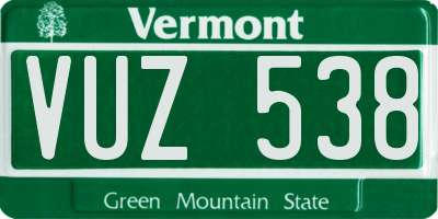 VT license plate VUZ538