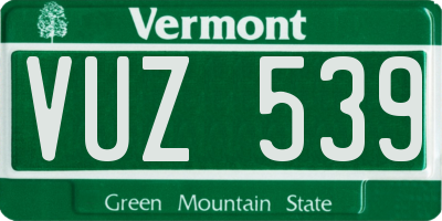 VT license plate VUZ539