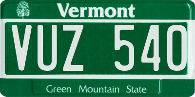 VT license plate VUZ540