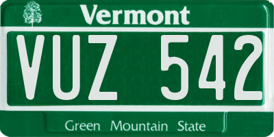VT license plate VUZ542