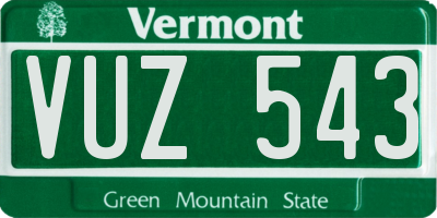 VT license plate VUZ543