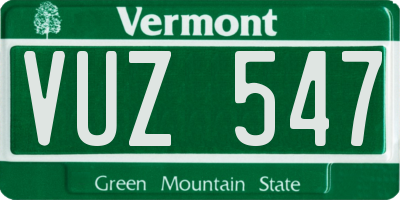 VT license plate VUZ547