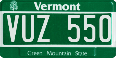 VT license plate VUZ550