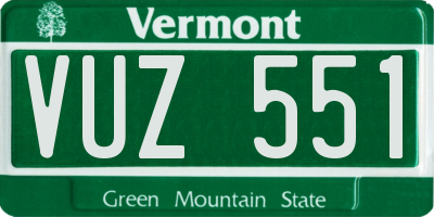 VT license plate VUZ551
