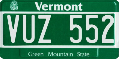 VT license plate VUZ552