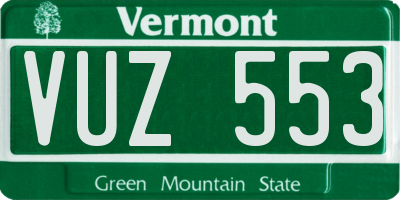 VT license plate VUZ553