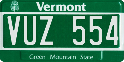 VT license plate VUZ554