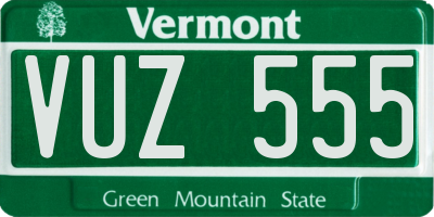 VT license plate VUZ555