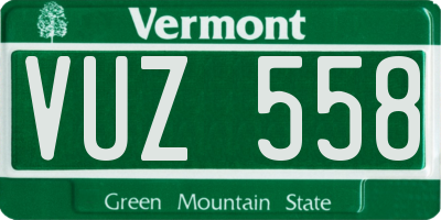 VT license plate VUZ558