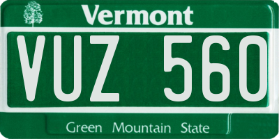 VT license plate VUZ560