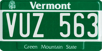 VT license plate VUZ563