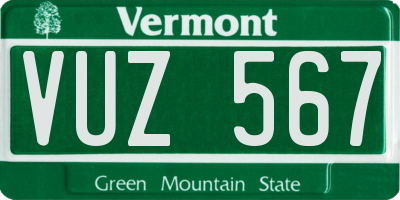 VT license plate VUZ567