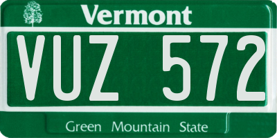 VT license plate VUZ572