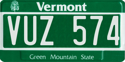 VT license plate VUZ574
