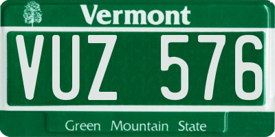 VT license plate VUZ576