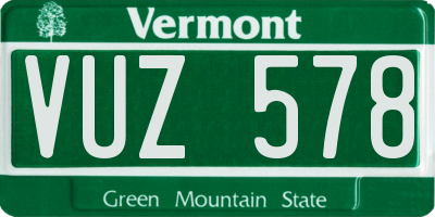 VT license plate VUZ578