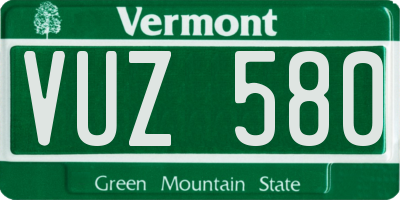 VT license plate VUZ580