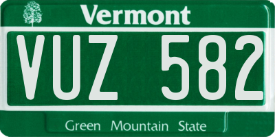 VT license plate VUZ582