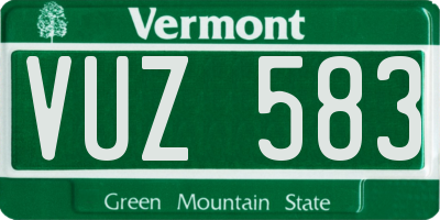 VT license plate VUZ583