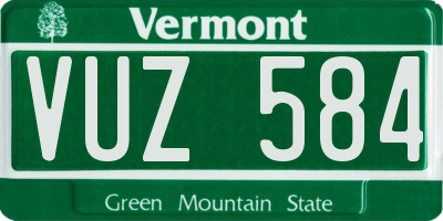 VT license plate VUZ584