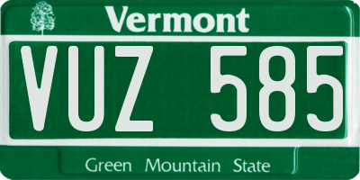 VT license plate VUZ585