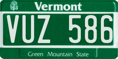 VT license plate VUZ586