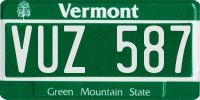 VT license plate VUZ587