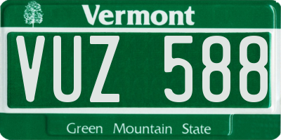 VT license plate VUZ588