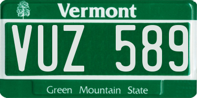VT license plate VUZ589