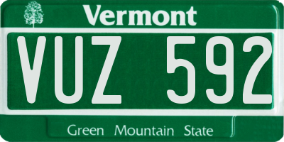 VT license plate VUZ592
