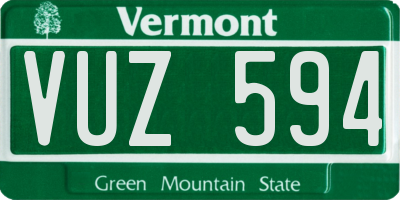 VT license plate VUZ594
