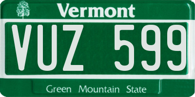 VT license plate VUZ599