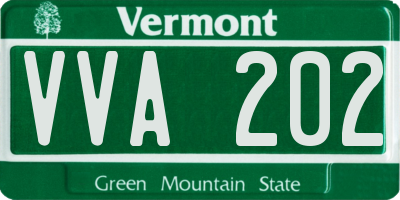 VT license plate VVA202