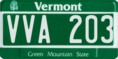 VT license plate VVA203