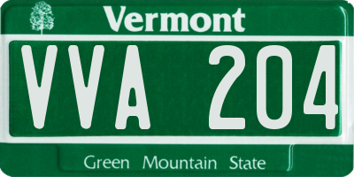 VT license plate VVA204