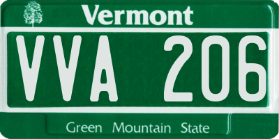 VT license plate VVA206