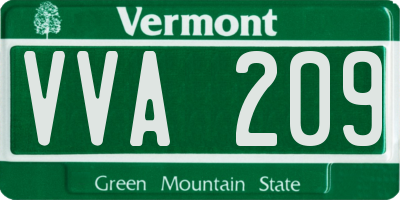 VT license plate VVA209