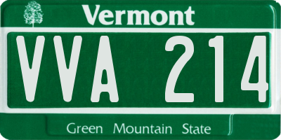 VT license plate VVA214