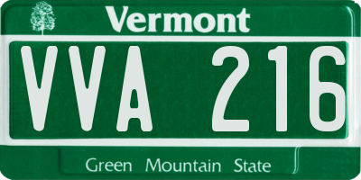 VT license plate VVA216