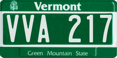VT license plate VVA217
