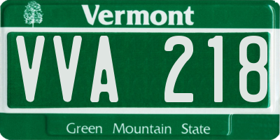 VT license plate VVA218