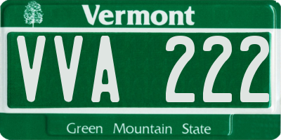 VT license plate VVA222