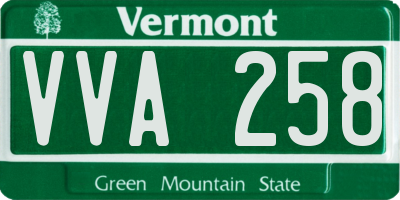 VT license plate VVA258