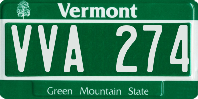 VT license plate VVA274